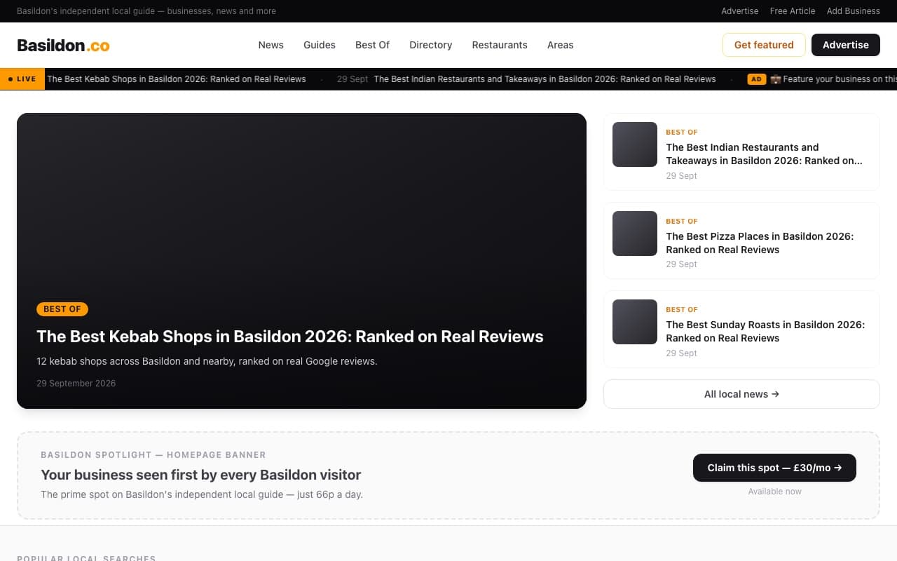 Screenshot of the basildon.co homepage