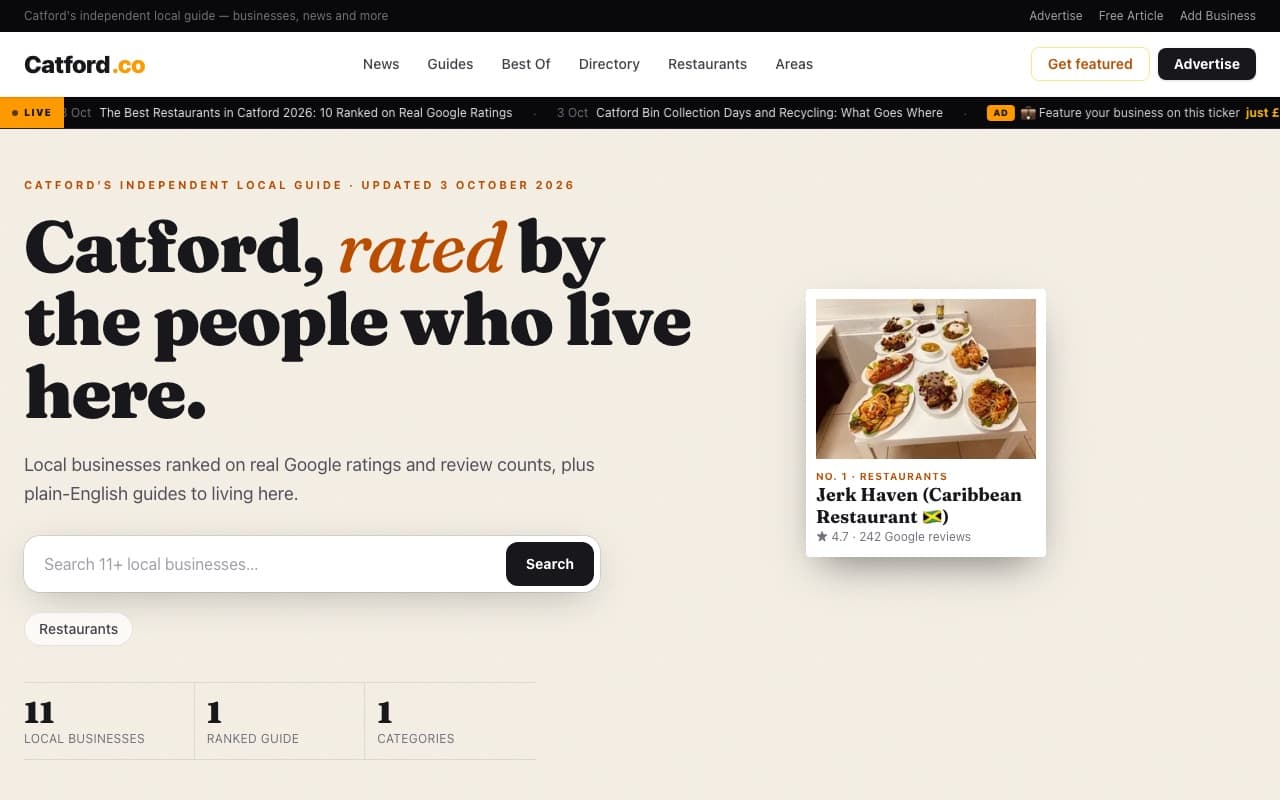 The catford.co homepage