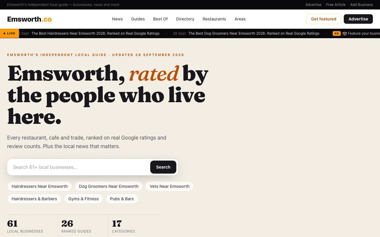Screenshot of the emsworth.co homepage
