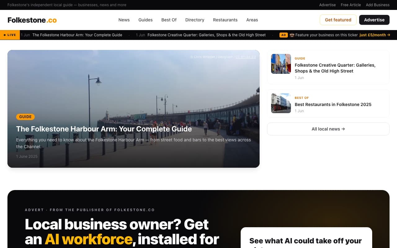 The folkestone.co homepage
