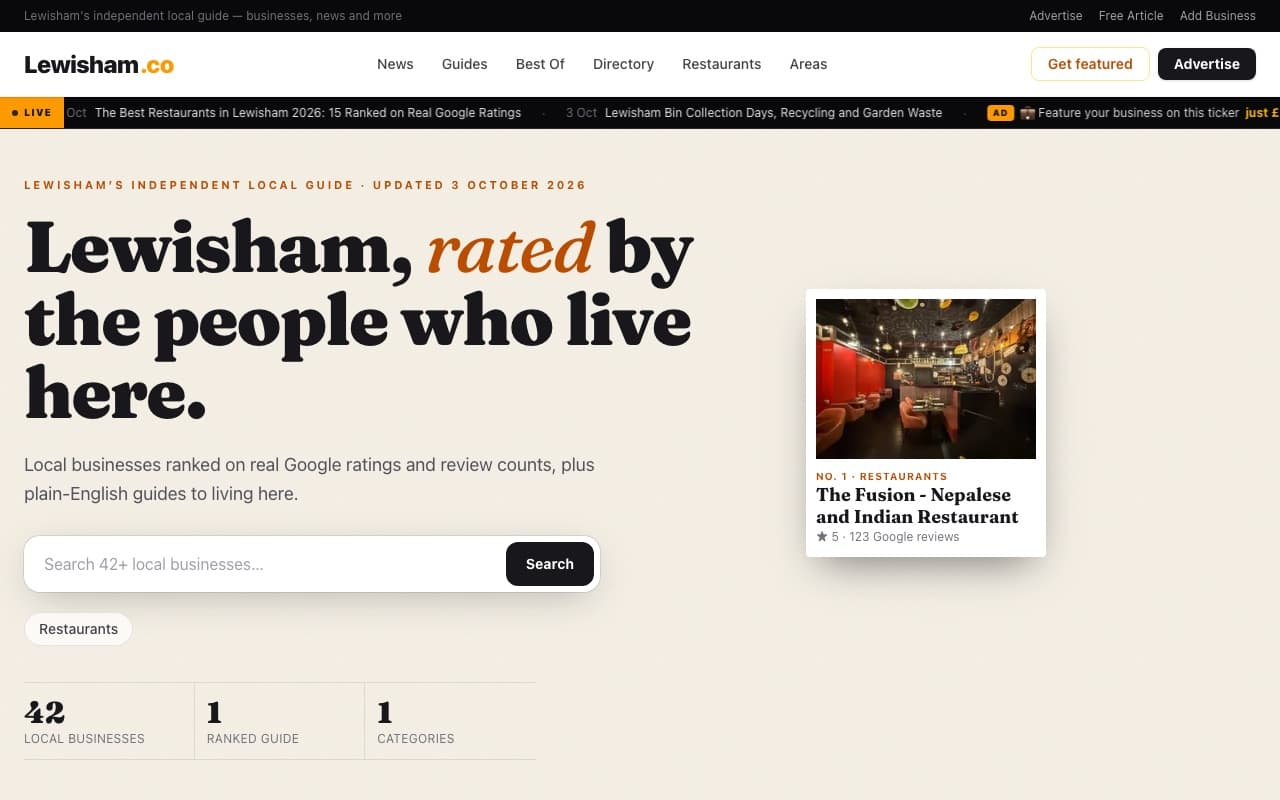 The lewisham.co homepage