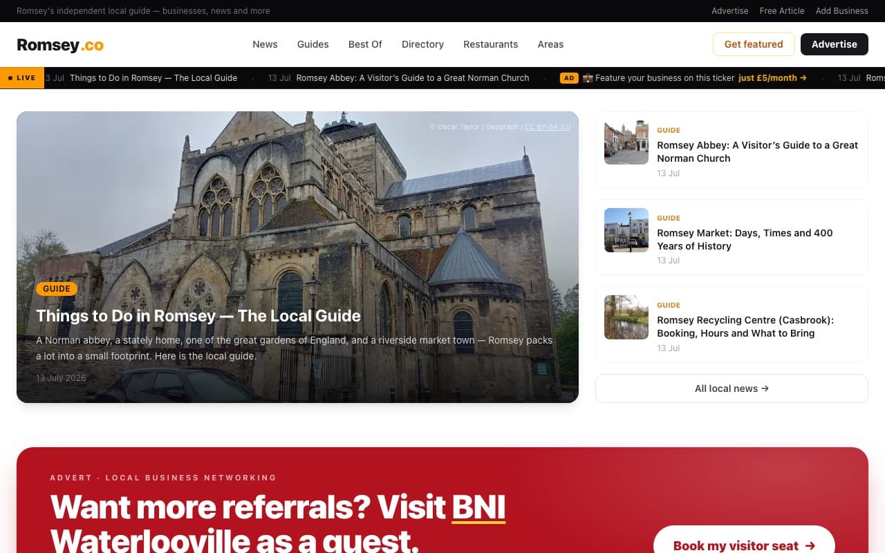 The romsey.co homepage