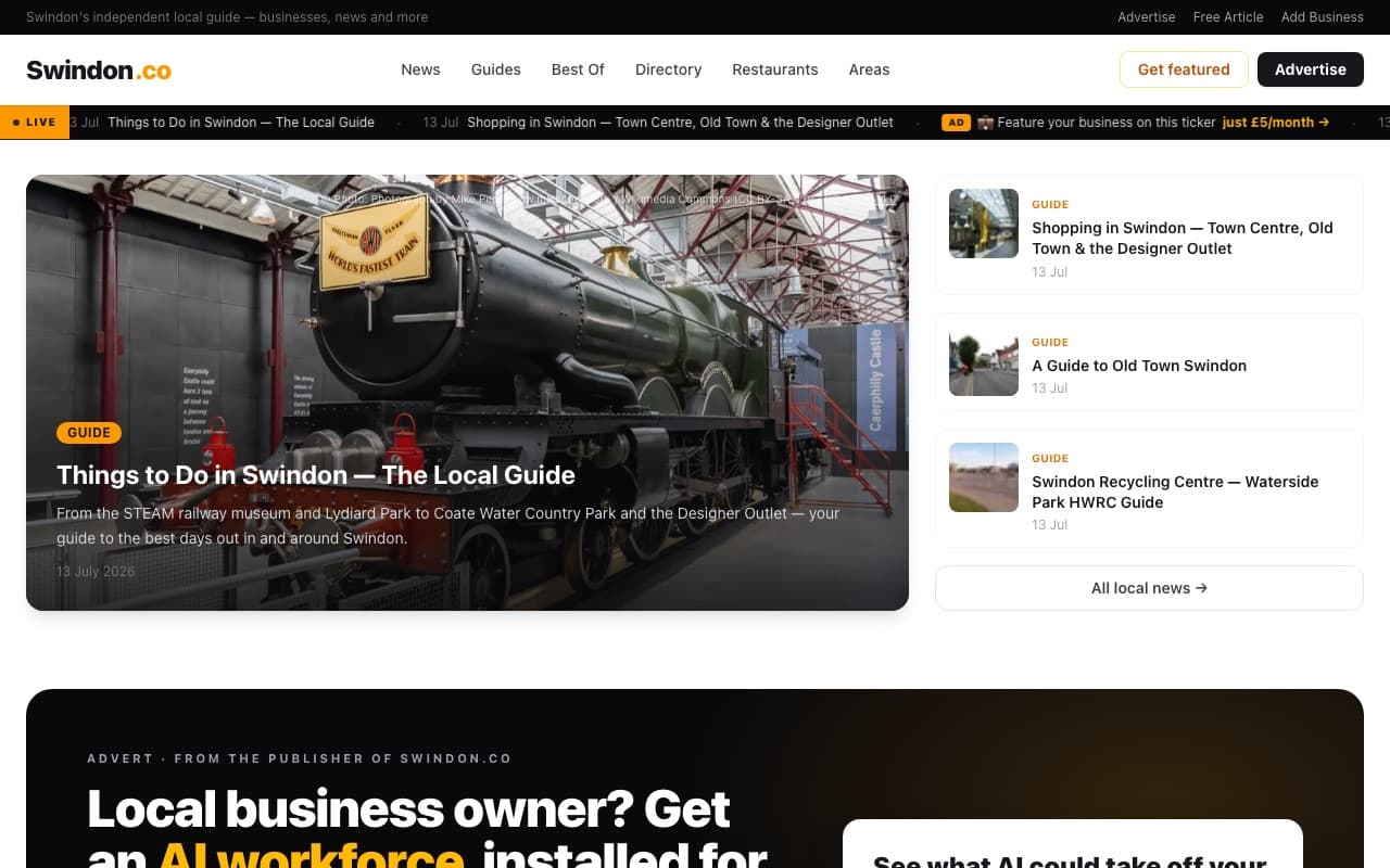 The swindon.co homepage